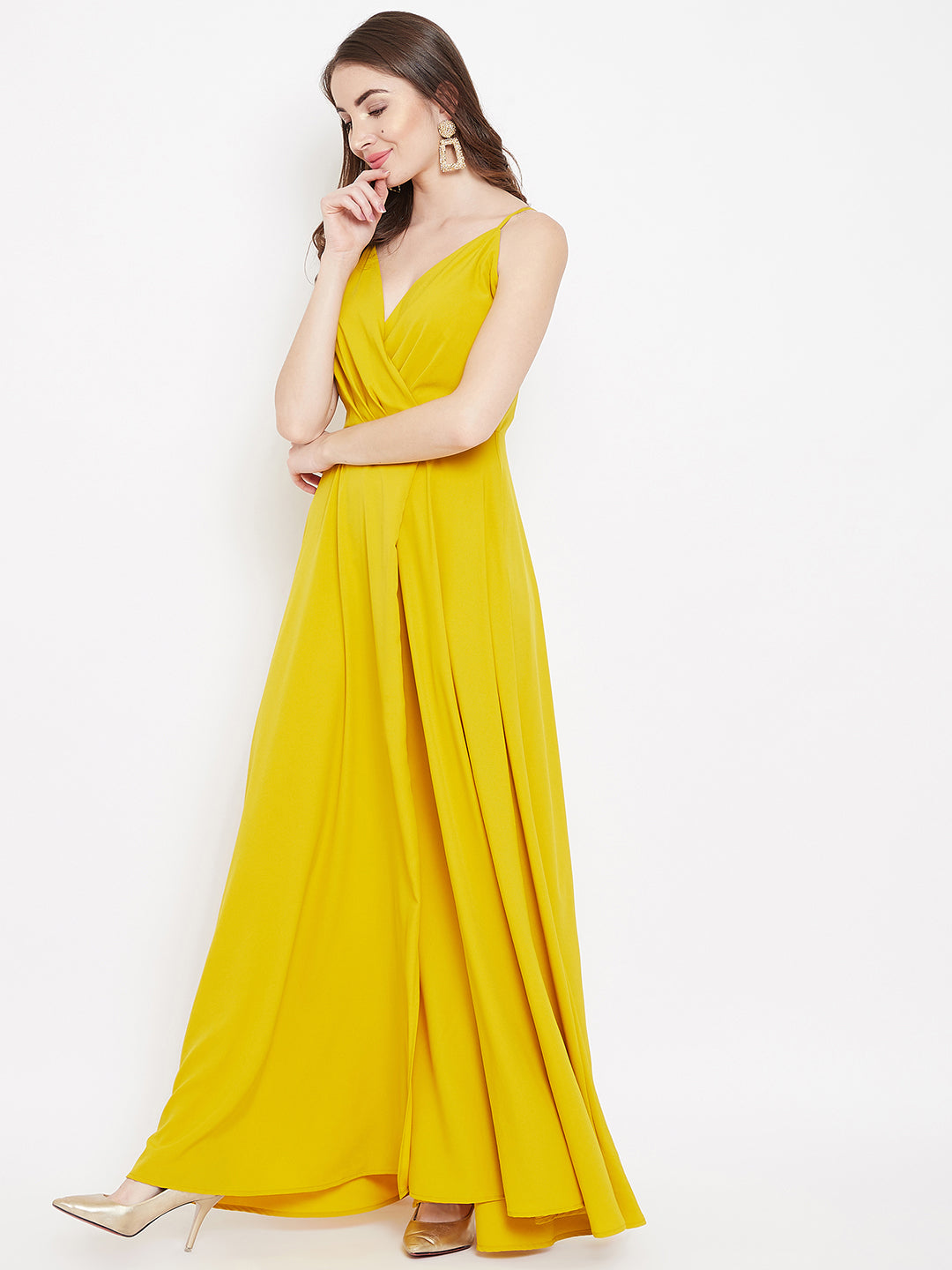 Yellow Solid Maxi Dress – Berrylush